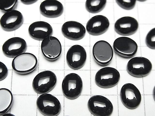 Schwarzer Spinell AAA ovaler Cabochon 10x8mm 5 Stück