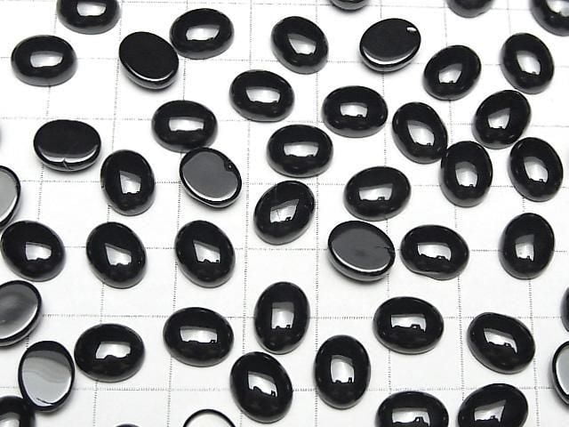 Schwarzer Spinell AAA ovaler Cabochon 10x8mm 5 Stück