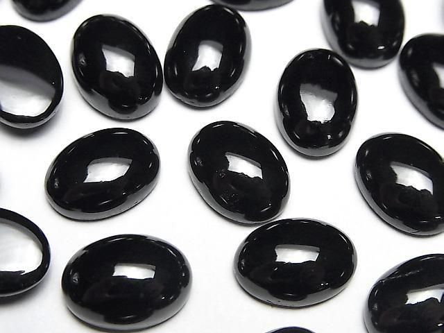 Schwarzer Spinell AAA ovaler Cabochon 14x10mm 3 Stück