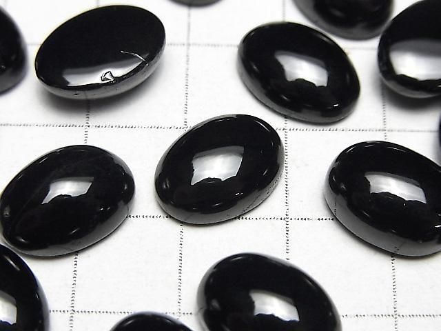 Schwarzer Spinell AAA ovaler Cabochon 14x10mm 3 Stück
