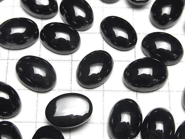 Schwarzer Spinell AAA ovaler Cabochon 14x10mm 3 Stück