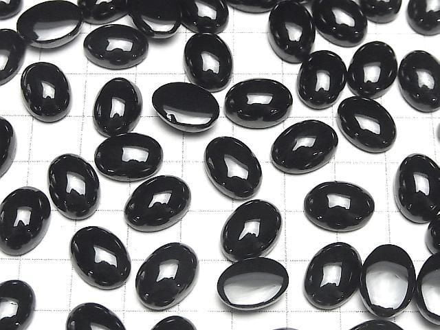 Schwarzer Spinell AAA ovaler Cabochon 14x10mm 3 Stück