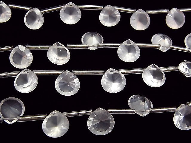 Hochwertiger madagassischer Rosenquarz AAA Kastanien-facettierter Schnitt 10x10mm halb oder 1 Strang (10 Stück)