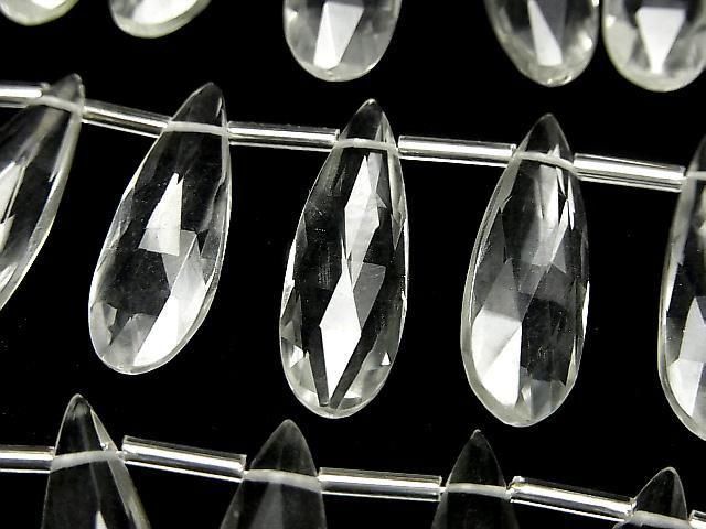 Hochwertiger Kristall AAA birnenförmiger facettierter Briolette 24x8mm halb oder 1 Strang (8 Stück)