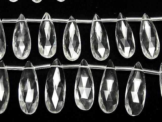 Hochwertiger Kristall AAA birnenförmiger facettierter Briolette 24x8mm halb oder 1 Strang (8 Stück)