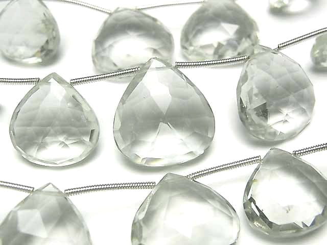 Chestnut Shape, Faceted Briolette, Green Amethyst Gemstone Beads