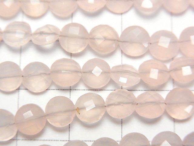 High Quality Pink Chalcedony AAA Faceted Coin 6x6x4mm half or 1strand beads (aprx.6inch/15cm)