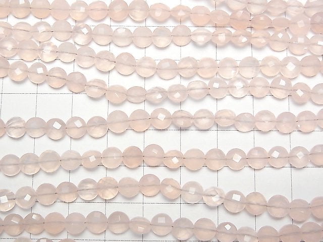 High Quality Pink Chalcedony AAA Faceted Coin 6x6x4mm half or 1strand beads (aprx.6inch/15cm)