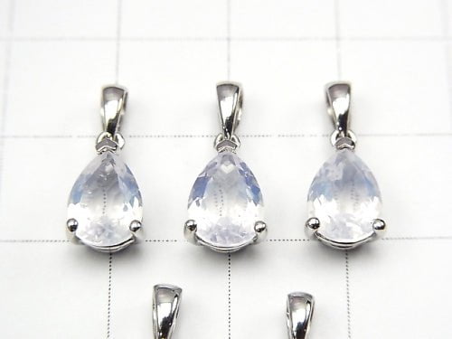 High Quality Scorolite AAA Pear shape Faceted Pendant 9x6mm Silver925