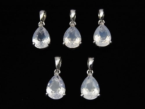 High Quality Scorolite AAA Pear shape Faceted Pendant 9x6mm Silver925