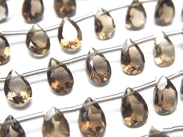 Hochwertiger rauchiger Quarz AAA Tropfenform facettiert 9x6mm 1 Strang Perlen (18 Stück)