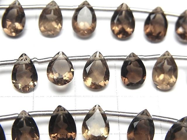 Hochwertiger rauchiger Quarz AAA Tropfenform facettiert 9x6mm 1 Strang Perlen (18 Stück)