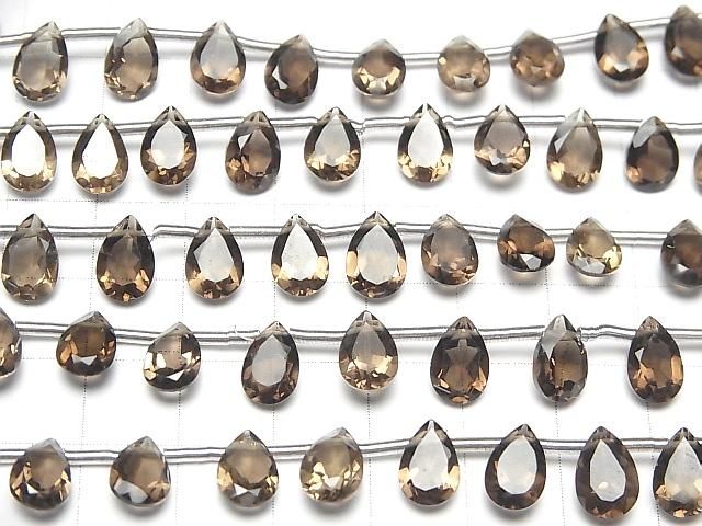 Hochwertiger rauchiger Quarz AAA Tropfenform facettiert 9x6mm 1 Strang Perlen (18 Stück)