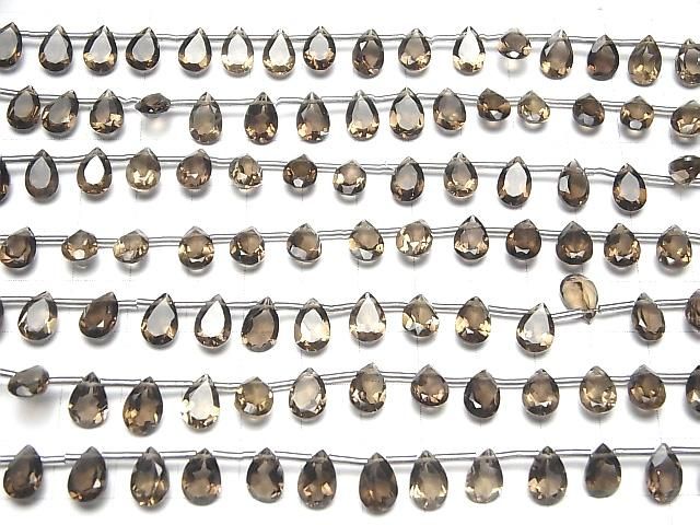 Hochwertiger rauchiger Quarz AAA Tropfenform facettiert 9x6mm 1 Strang Perlen (18 Stück)
