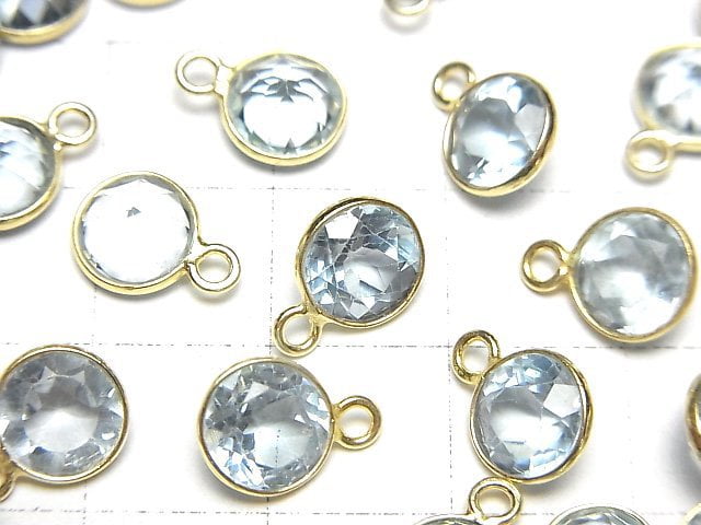 Hochwertiger himmelblauer Topas AAA Zargenfassung rund facettiert 8x8mm 18KGP 3 Stück