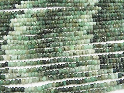 Brasilianischer Smaragd AA kleine Größe facettierte Knopf Rondelle 1Strang Perlen (ca. 13 Zoll / 32 cm)