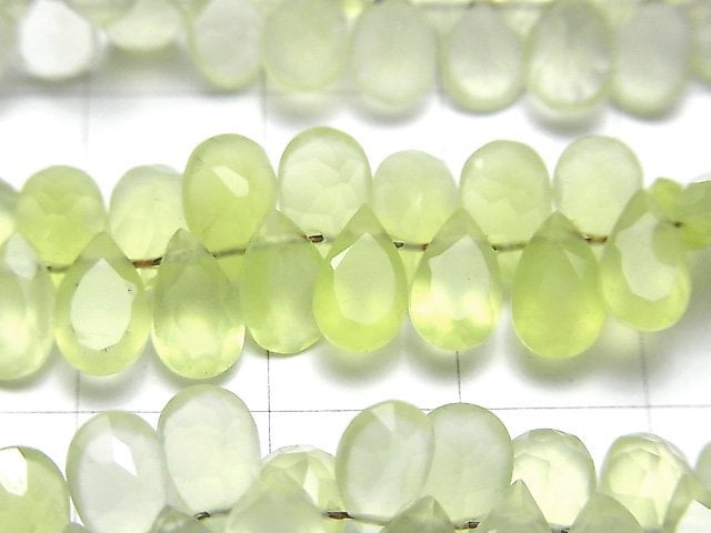 Hochwertige Hellgrüne Chalcedon AAA Tropfenform Facettierte 8 x 5 x 3 mm 1/4 oder 1Strang Perlen (ca. 17 cm)