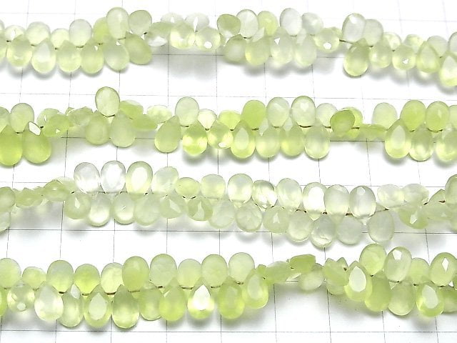 Hochwertige Hellgrüne Chalcedon AAA Tropfenform Facettierte 8 x 5 x 3 mm 1/4 oder 1Strang Perlen (ca. 17 cm)