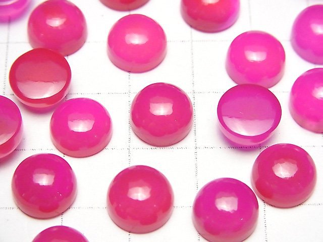 Fuchsia Rosa Chalcedon AAA Runde Cabochon 10x10mm 3Stk