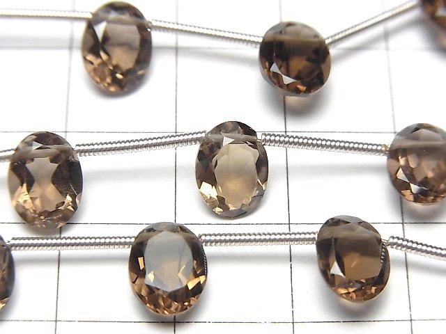 Hochwertiger Rauchquarz AAA Oval Facettiert 9x7mm 1Strang Perlen (8Stk)