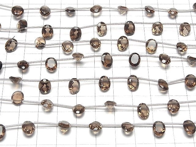 Hochwertiger Rauchquarz AAA Oval Facettiert 9x7mm 1Strang Perlen (8Stk)