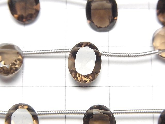 Hochwertiger Rauchquarz AAA Oval Facettiert 10x8mm 1Strang Perlen (8Stk)