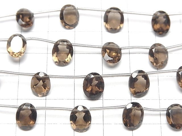 Hochwertiger Rauchquarz AAA Oval Facettiert 10x8mm 1Strang Perlen (8Stk)