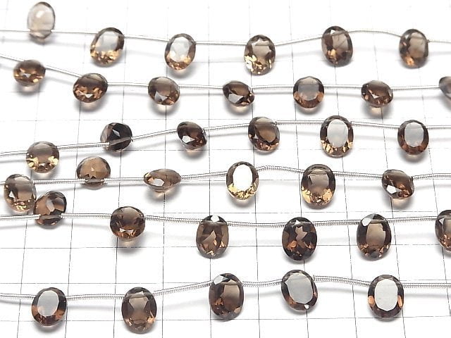 Hochwertiger Rauchquarz AAA Oval Facettiert 10x8mm 1Strang Perlen (8Stk)