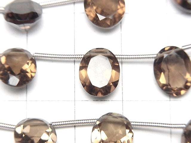 Hochwertiger Rauchquarz AAA Oval Facettiert 11x9mm halbe oder 1Strang Perlen (8Stk)