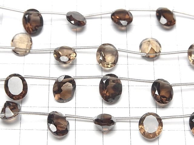 Hochwertiger Rauchquarz AAA Oval Facettiert 11x9mm halbe oder 1Strang Perlen (8Stk)