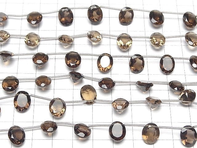Hochwertiger Rauchquarz AAA Oval Facettiert 11x9mm halbe oder 1Strang Perlen (8Stk)