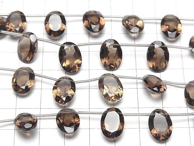 Hochwertiger Rauchquarz AAA Oval Facettiert 14x10mm halbe oder 1Strang Perlen (8Stk)