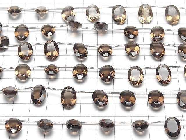 Hochwertiger Rauchquarz AAA Oval Facettiert 14x10mm halbe oder 1Strang Perlen (8Stk)