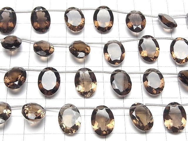 Hochwertiger Rauchquarz AAA Oval Facettiert 16x12mm halbe oder 1Strang Perlen (8Stk)