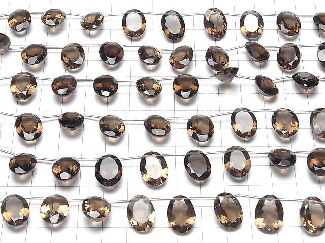 Hochwertiger Rauchquarz AAA Oval Facettiert 16x12mm halbe oder 1Strang Perlen (8Stk)