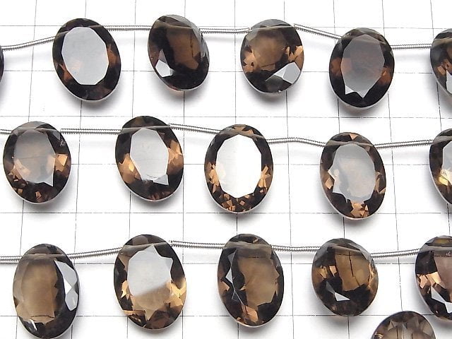 Hochwertiger Rauchquarz AAA Oval Facettiert 18x13mm halbe oder 1Strang Perlen (8Stk)
