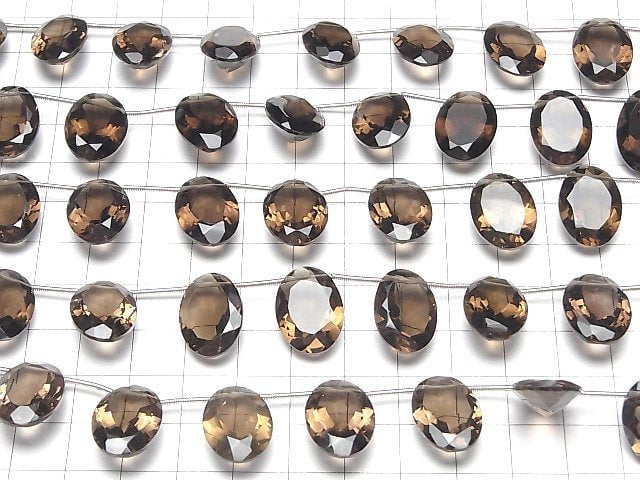 Hochwertiger Rauchquarz AAA Oval Facettiert 18x13mm halbe oder 1Strang Perlen (8Stk)