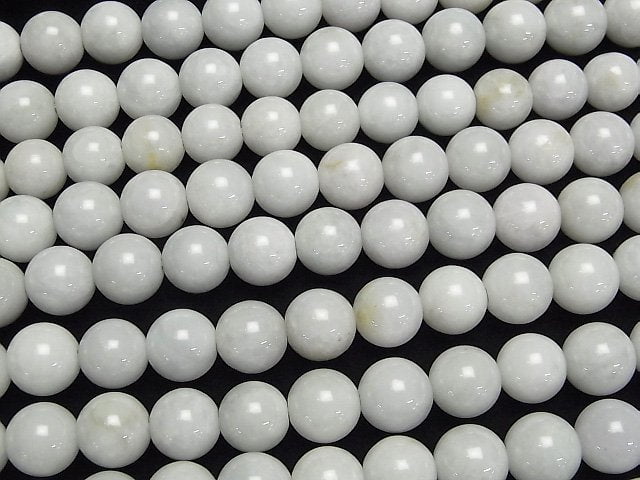 Burma Weißer Jadit (Jadeit) AA+ Rund 12 mm halbe oder 1Strang Perlen (ca. 37 cm)