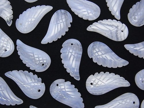 3pcs $11.79! Blue Lace Agate AAA-AAA- Angel Wing 23x12mm 3pcs !