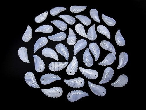 3pcs $11.79! Blue Lace Agate AAA-AAA- Angel Wing 23x12mm 3pcs !