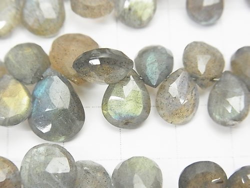 High Quality Labradorite AAA- Pear shape Faceted Briolette half or 1strand beads (aprx.7inch/18cm)