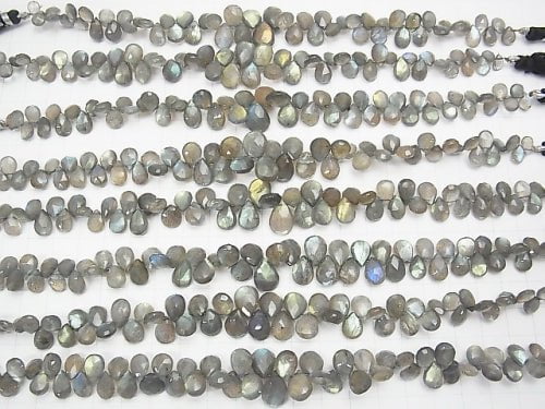 High Quality Labradorite AAA- Pear shape Faceted Briolette half or 1strand beads (aprx.7inch/18cm)