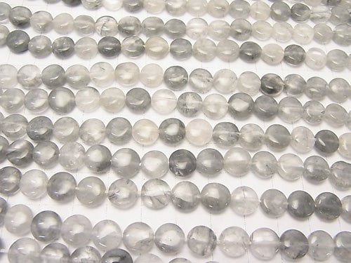 Gray Quartz AA Coin 8x8x4mm 1strand beads (aprx.15inch / 38cm)