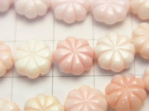 Queen Conch Shell AAA Flower (Both Side Finish) 10x10x4 mm half or 1 strand beads (aprx.15 inch / 38 cm)