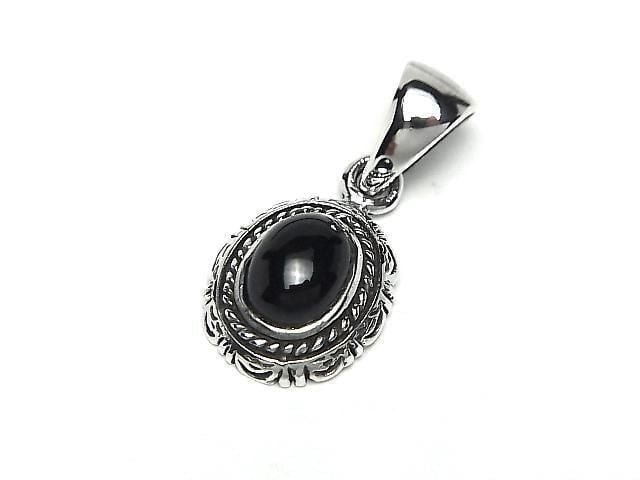 Onyx Oval Pendant 18x12x5.5mm Silver925 1pc