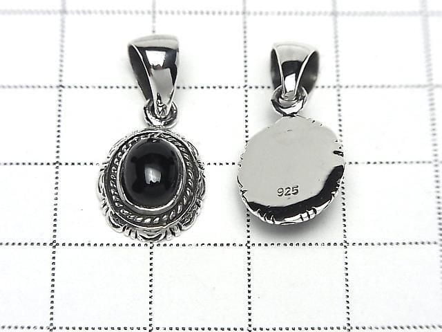 Onyx Oval Pendant 18x12x5.5mm Silver925 1pc