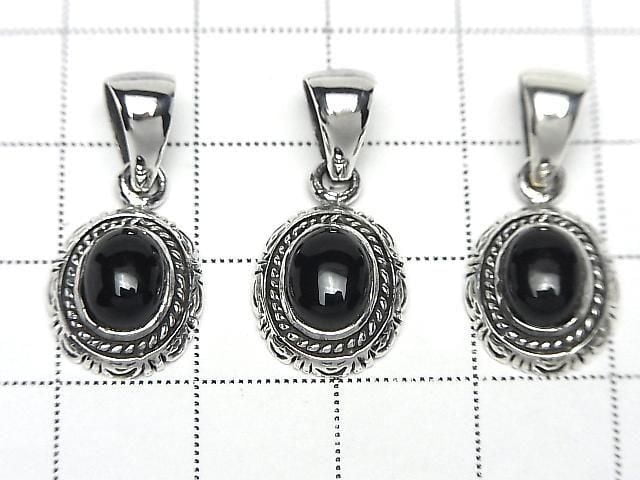Onyx Oval Pendant 18x12x5.5mm Silver925 1pc