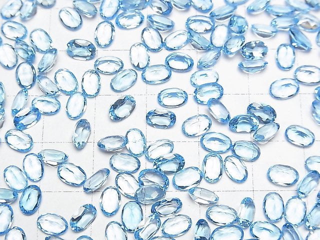 Hochwertiger Schweizer blauer Topas AAA lose Steine oval facettiert 6x4mm 3Stück