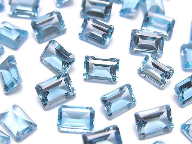 Hochwertiger Schweizer Blauer Topas AAA Lose Stein Rechteckig Facettiert 7x5mm 2 Stück
