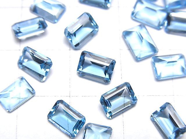 Hochwertiger Schweizer Blauer Topas AAA Lose Stein Rechteckig Facettiert 7x5mm 2 Stück